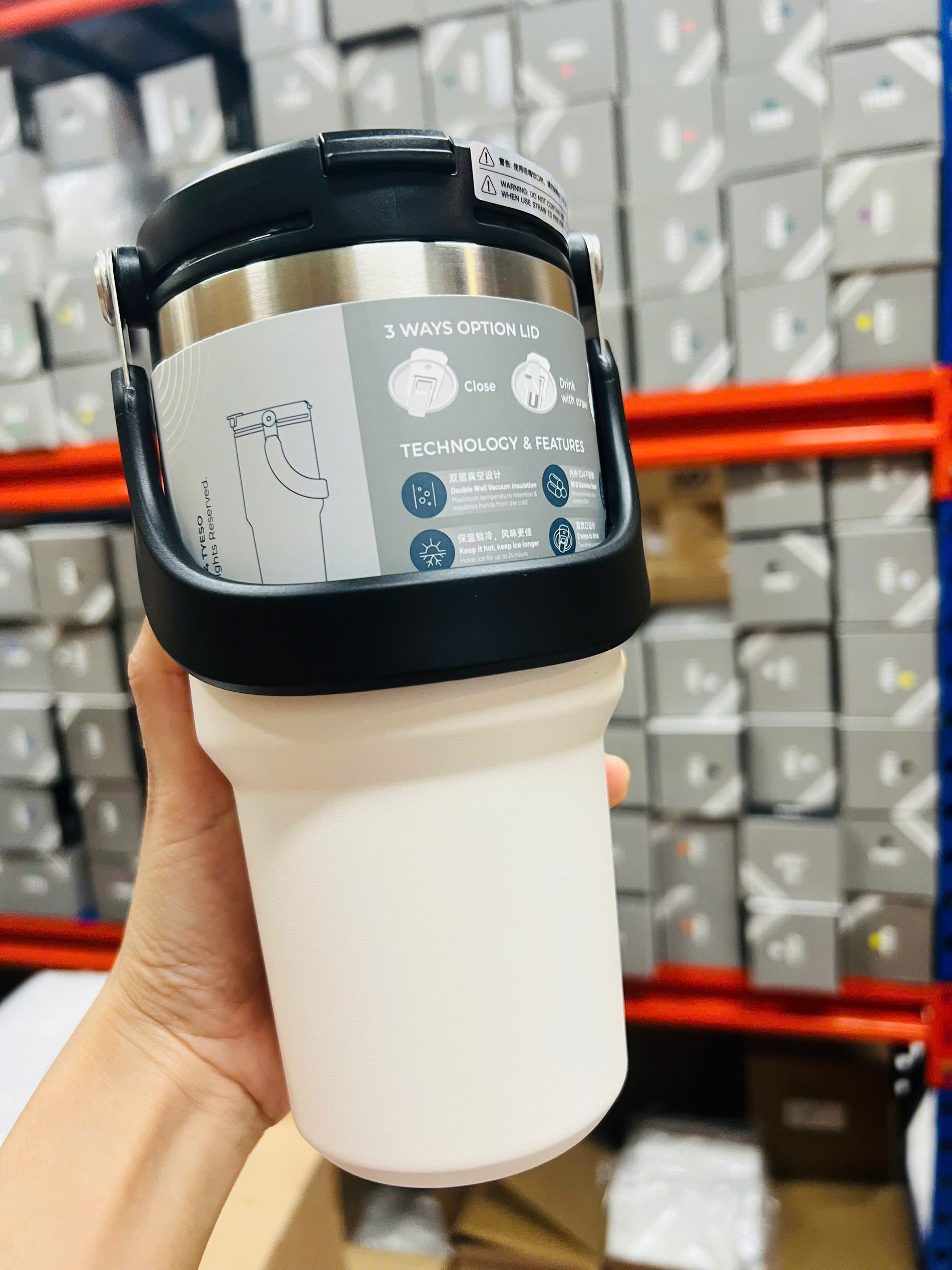 Cốc giữ nhiệt TYESO TS-8829 1050ml tay cầm công thái học Chống tràn & Giữ nhiệt 12 tiếng