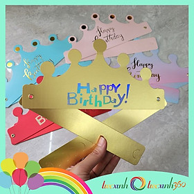 Vương miện sinh nhật chữ Happy Birthday ép kim gấp gọn