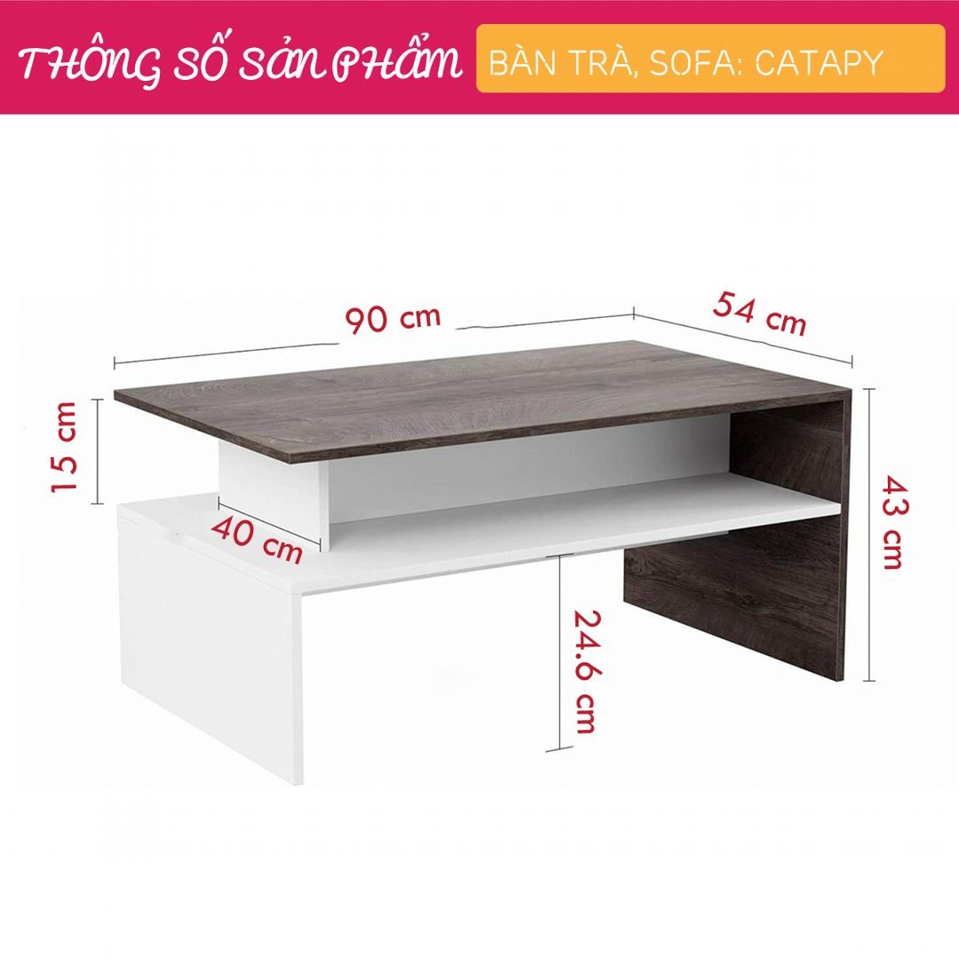 Bàn sofa phòng khách kiểu dáng thanh lịch SMLIFE Catapy
