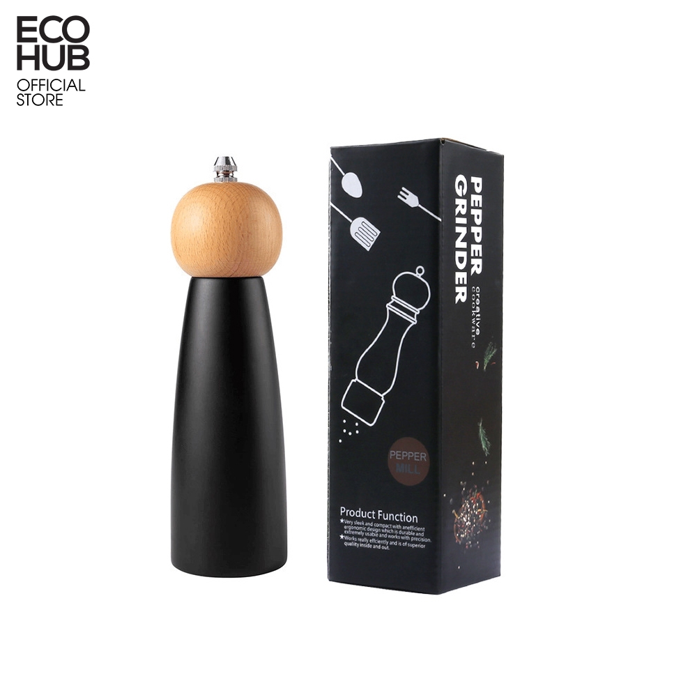 Dụng cụ xay tiêu đen và muối biển ECOHUB màu đen dạng đẹp cao cấp và sang trọng (Pepper Grinder)