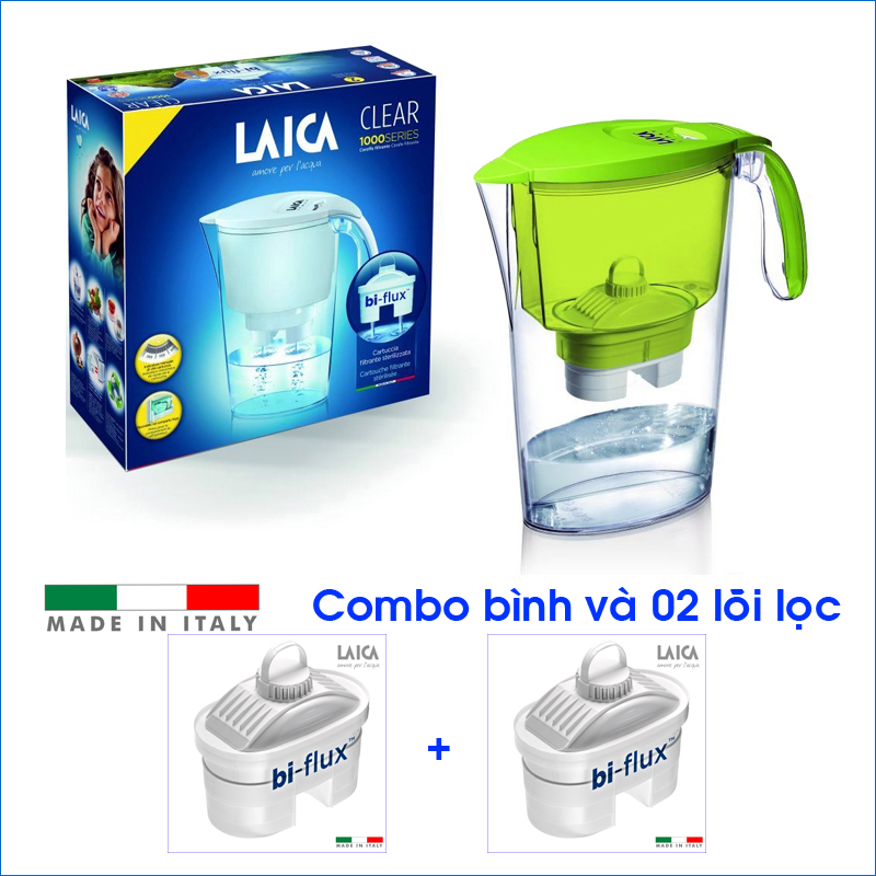 Combo Bình lọc nước LAICA J11A Vàng và 02 Lõi lọc nước (MADE IN ITALY)