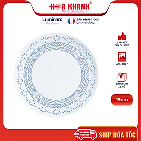 Đĩa Thủy Tinh Luminarc Diwali Geomatric Blue 19cm đựng thức ăn, cường lực, chịu nhiệt - Bộ 6 đĩa - V6537