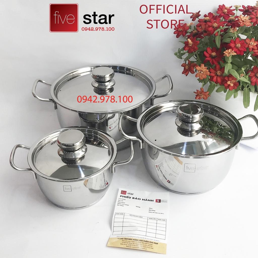 Bộ nồi 3 đáy inox 430 Thân Cool Standard nắp inox FS-B3010 (Kích thước 16cm - 20cm - 24cm), tặng 1 vá canh