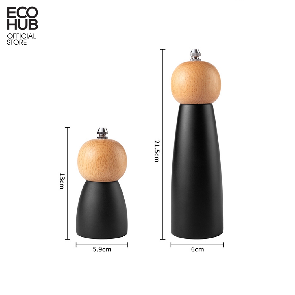 Dụng cụ xay tiêu đen và muối biển ECOHUB màu đen dạng đẹp cao cấp và sang trọng (Pepper Grinder)