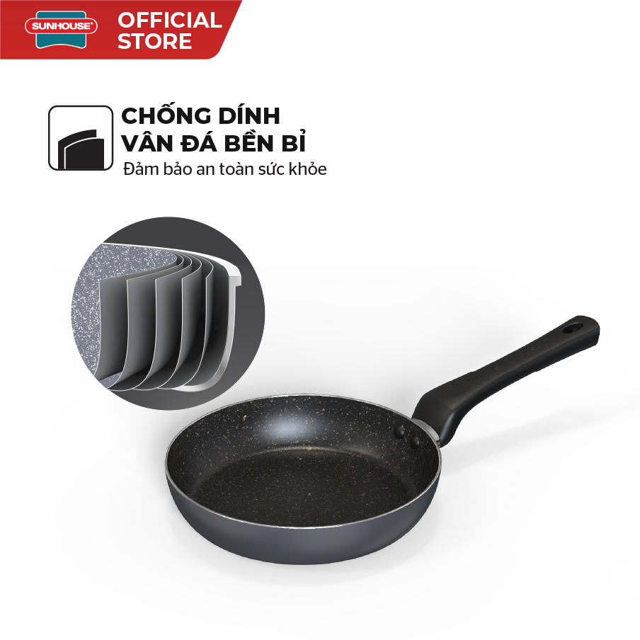 Chảo trơn vân đá Sunhouse CT Plus - Phủ sơn chống dính, dễ dàng làm sạch