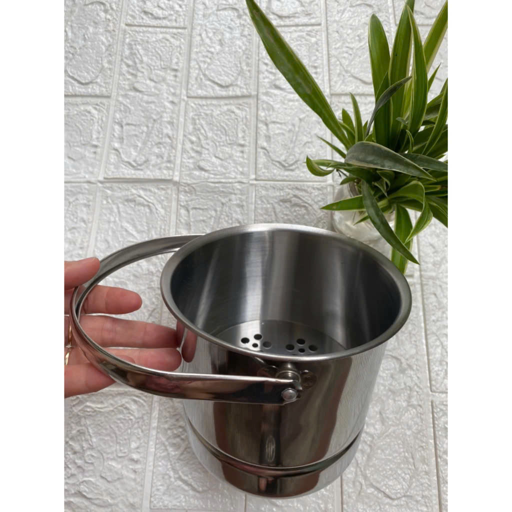 Xô đá Inox 1.5L 13cmx15cm Inox304 Decor | XÔ ĐÁ INOX CÓ QUAI