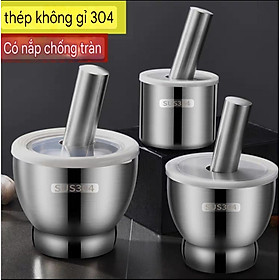 Bộ cối chày inox 304 tặng 1 thìa