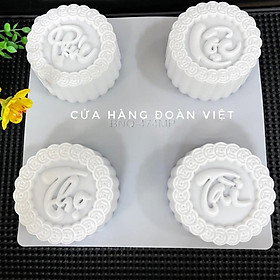 (COMBO 4 KHUÔN) Khuôn Nhấn Xôi, Khuôn Xôi, Khuôn Rau Câu Hình PHÚC LỘC THỌ TÀI 9 cm - Khuôn Nhựa, Sắc Nét. Chuyên phục v