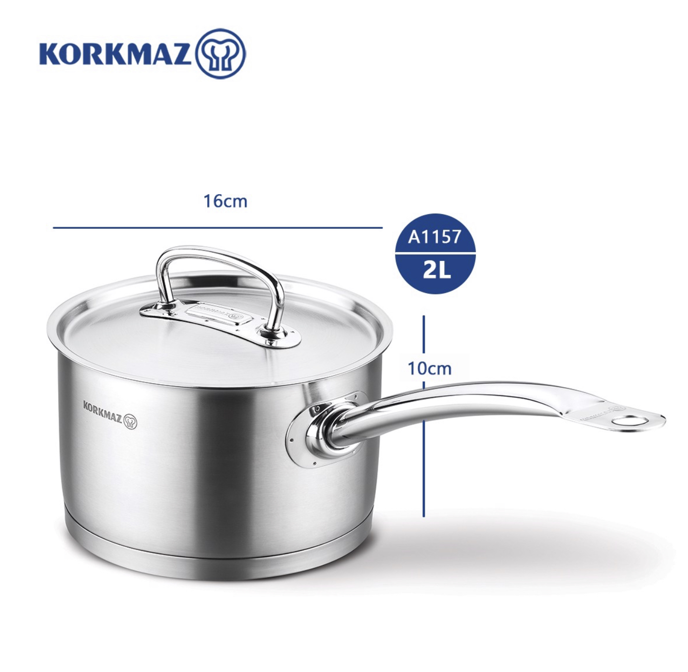 Nồi Quánh inox cao cấp Korkmaz Proline 2 lít có nắp - A1157 - Hàng chính hãng
