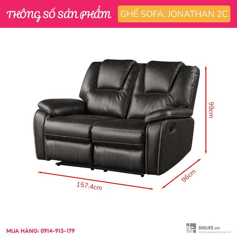 Ghế sofa đôi ngã lưng thư giãn sang trọng SMLIFE Jonathan 2C | D157 x R96 x C99cm | nâng hạ lưng ghế