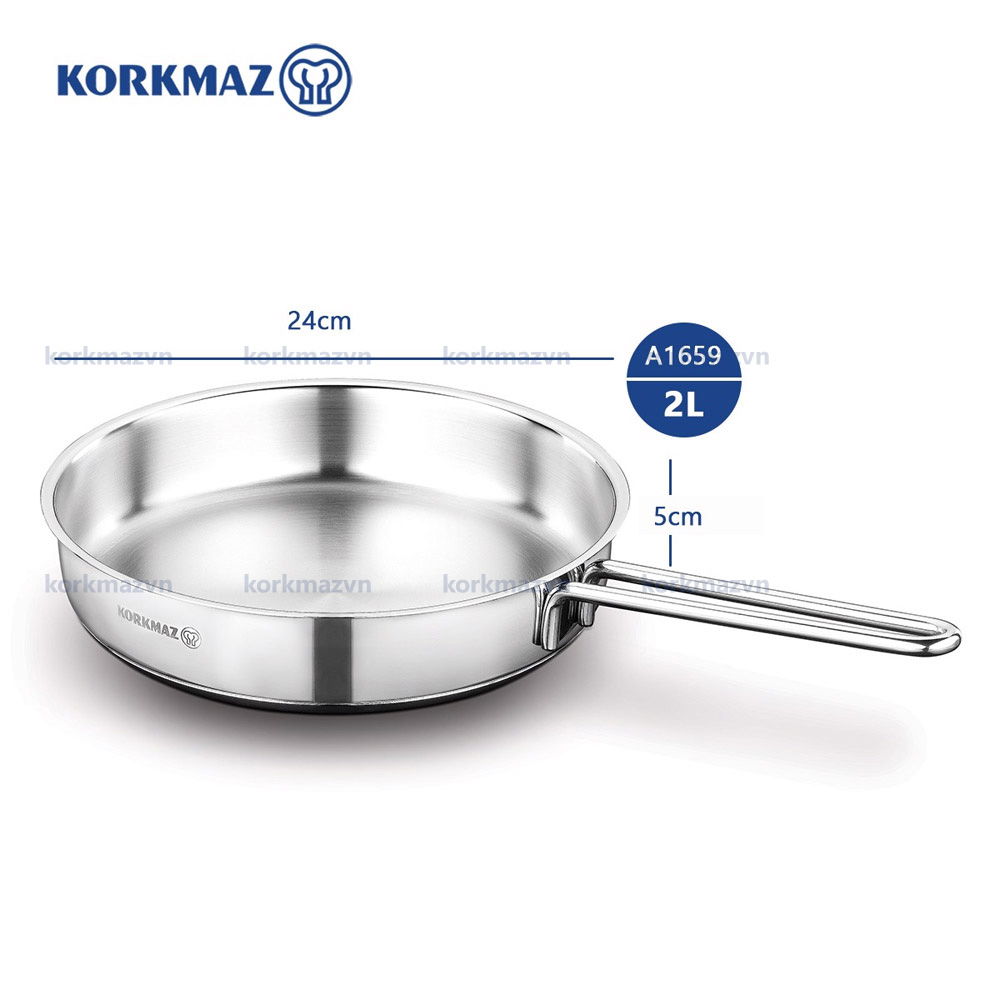 Chảo inox 18/10 Korkmaz Perla 24 cm - 2 lít