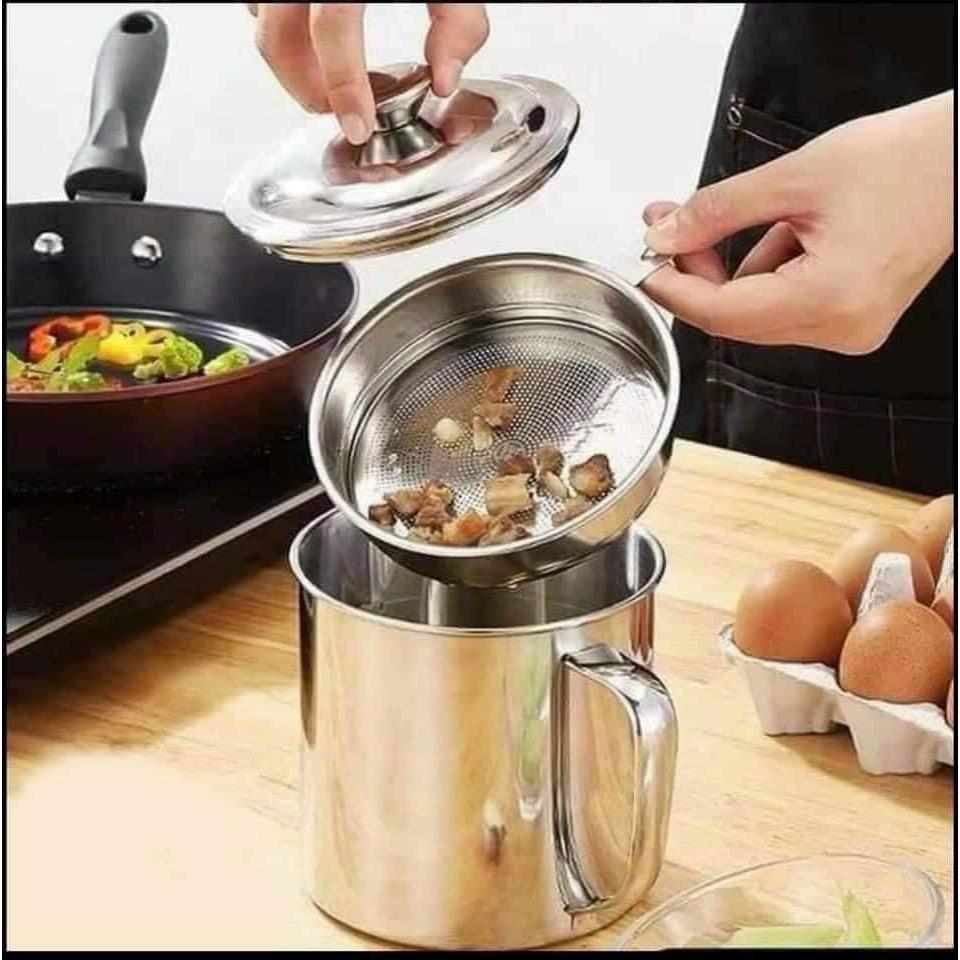 Ca Lọc Dầu Ăn Inox 304 Dày Dặn Dụng Cụ Lọc Nước Inox Đa Năng Bằng Inox