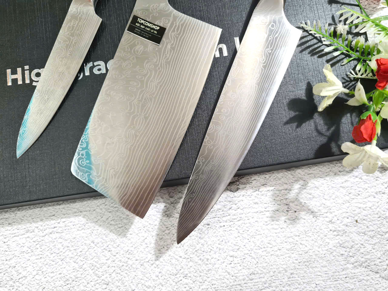 DAO - BỘ 3 DAO BẾP NHẬT BẢN THÉP DAMASCUS DT2 vns