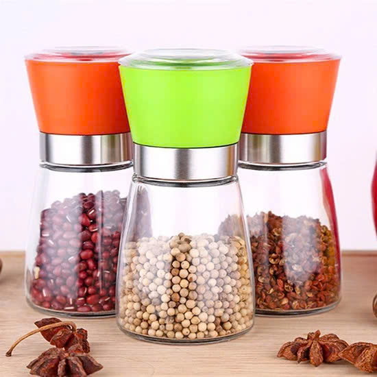 Lọ xay tiêu thủy tinh, lưỡi sứ - Màu ngẫu nhiên