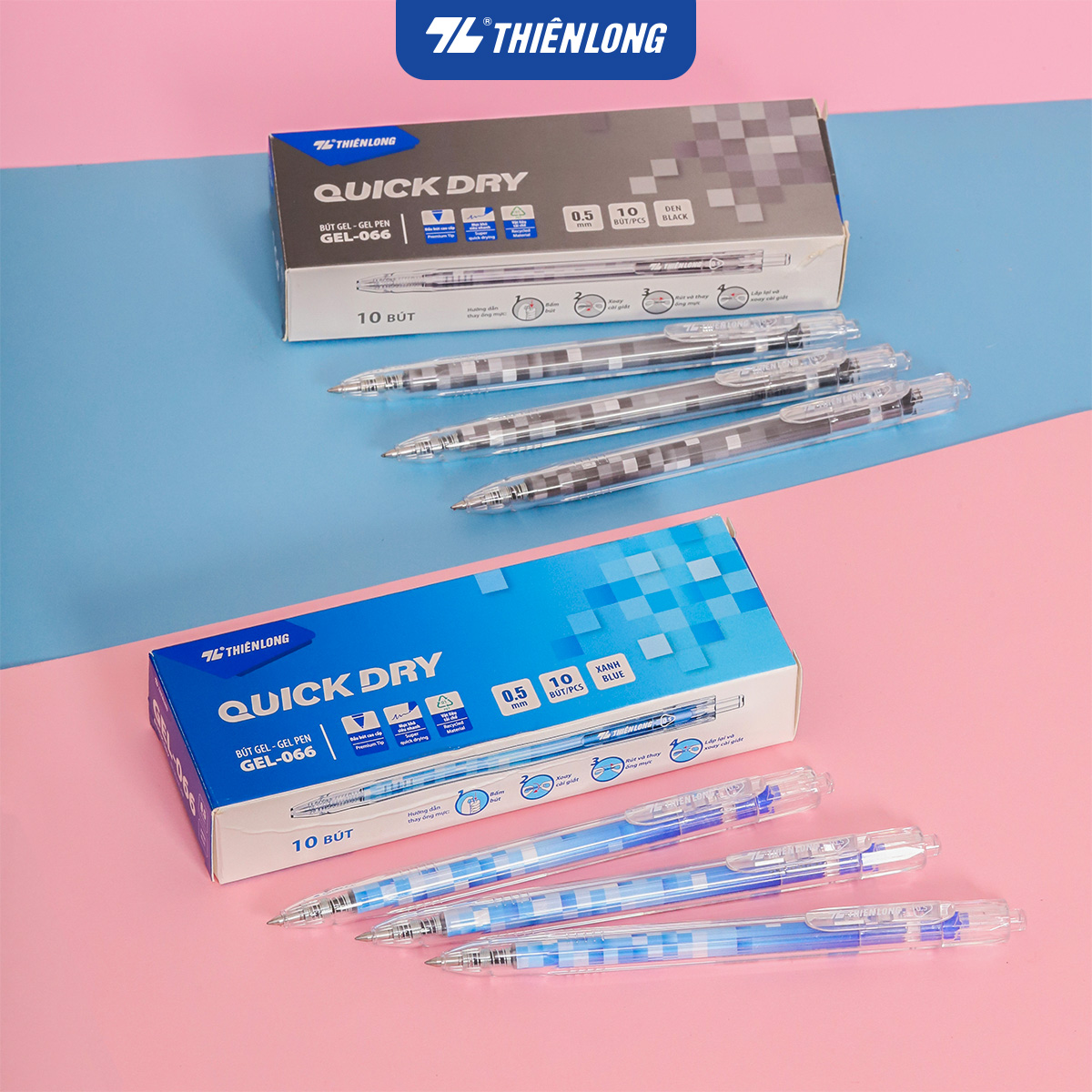 Combo 5/10/20 Bút gel Quick Dry Thiên Long GEL-066 - Premium Tip - Vật liệu tái chế
