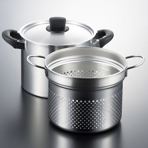 Combo 02 Bộ nồi xửng 2in1 hấp/ luộc inox có tay cầm Tsubame ( 18cm & 22cm ) sử dụng được trên mọi loại bếp - Hàng nội địa Nhật Bản.
