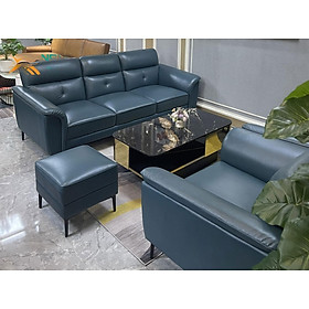 Combo ghế sofa băng da bò Italy Juno sofa màu xanh SFBCT06 2m4/1m1 hàng cao cấp chuẩn da bò nhập khẩu Ý