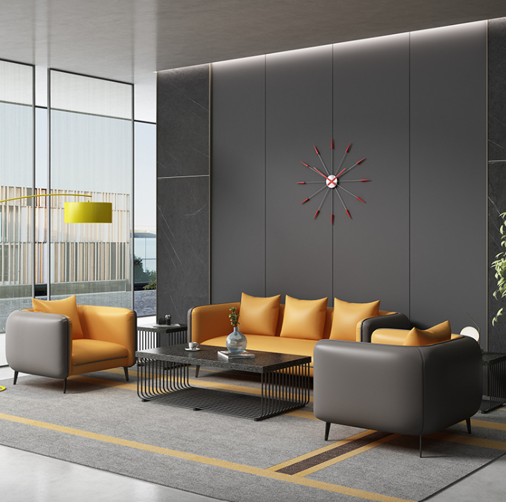 Bộ sofa da văn phòng giá rẻ hiện đại Tundo kèm ghế đơn HVPCT-20