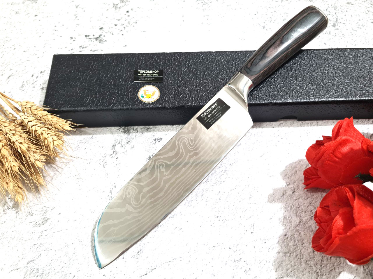 DAO - DAO BẾP NHẬT BẢN SANTOKU THÉP DAMASCUS MÃ A1 DT116 nt topcomshop vn