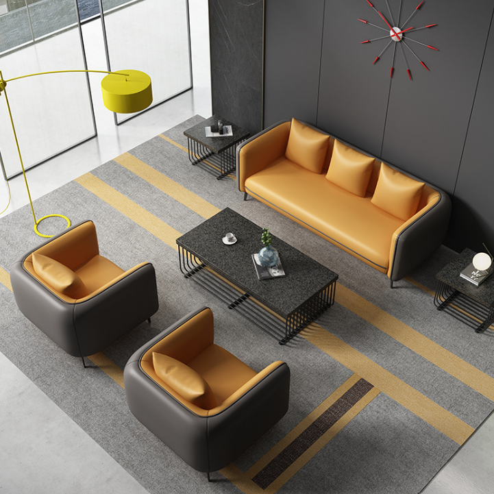 Bộ sofa da văn phòng giá rẻ hiện đại Tundo kèm ghế đơn HVPCT-20