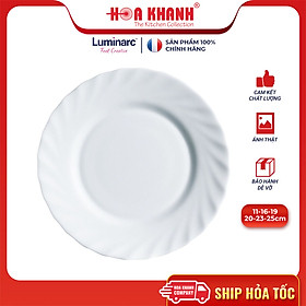 Đĩa Thủy Tinh Luminarc Diwali Trianon Trắng 25cm cường lực, chịu nhiệt - 1 đĩa - N3645
