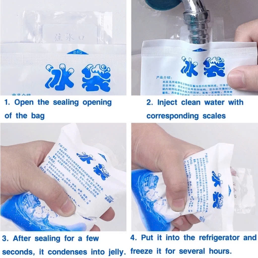 COMBO 5 Túi đá gel khô 200ml bảo quản thực phẩm, an toàn, tiện lợi - Không chảy nước - Giữ lạnh thực phẩm, đồ ăn Túi đá khô giữ nhiệt bảo quản lạnh sữa an toàn, tiện lợi - Giao Mẫu Ngẫu Nhiên