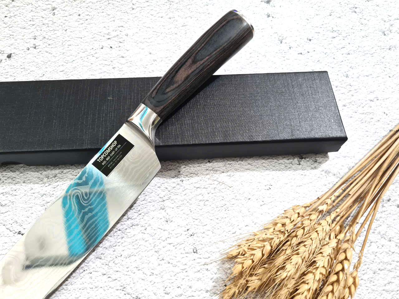 DAO - DAO BẾP NHẬT BẢN SANTOKU THÉP DAMASCUS MÃ A6 DT116 nt topcomshop vn