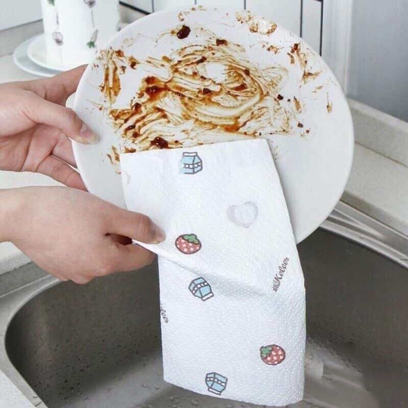 Cuộn Giấy Lau Nhà Bếp Đa Năng Có Thể Tái Sử Dụng Nhiều Lần Tiện Dụng, Tiết Kiệm Thấm Hút Nhanh