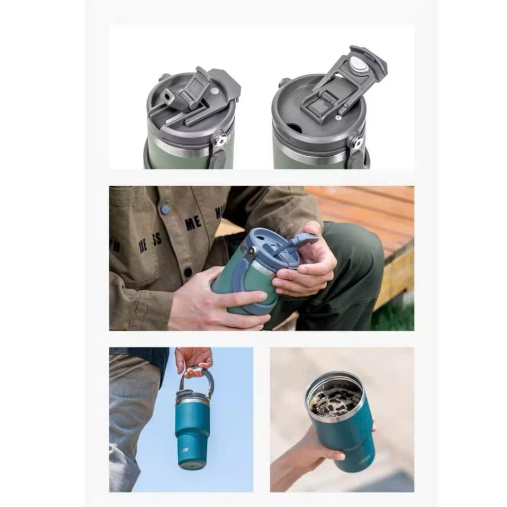 Cốc giữ nhiệt TYESO TS-8829 1050ml tay cầm công thái học Chống tràn & Giữ nhiệt 12 tiếng