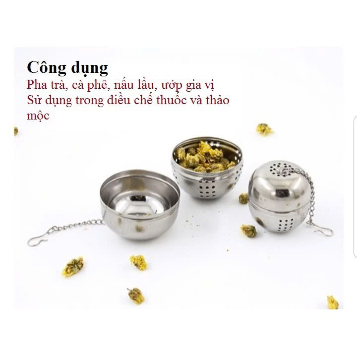 Dụng cụ lọc gia vị, giỏ lọc gia vị bằng inox Dụng cụ thảo dược, gia vị hầm và lọc trà hình quả cầu bằng inox IN48 (Chọn kích thước)