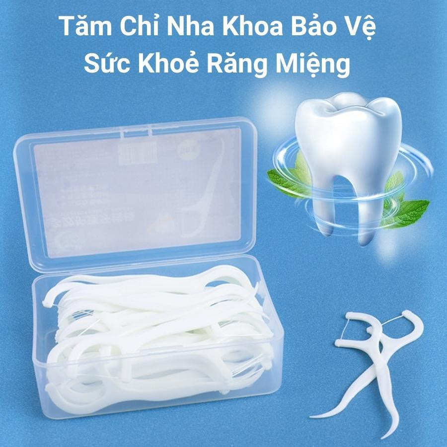 Phụ kiện nhà bếp phòng ăn _ Set hộp 50 cây tăm chỉ nha khoa , an toàn dễ sử dụng