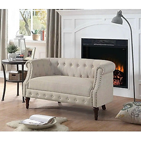 Sofa băng kiểu tân cổ điển vải Tundo 1m6 màu kem
