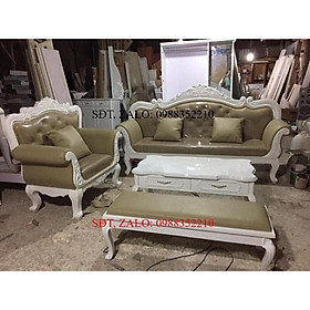 ️Bộ sofa mẫu xanh rêu gồm 1 đoản 1 ghế đơn 1 bàn 1 đôn dài