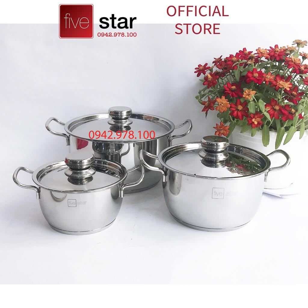 Bộ nồi 3 đáy inox 430 Thân Cool Standard nắp inox FS-B3010 (Kích thước 16cm - 20cm - 24cm), tặng 1 vá canh