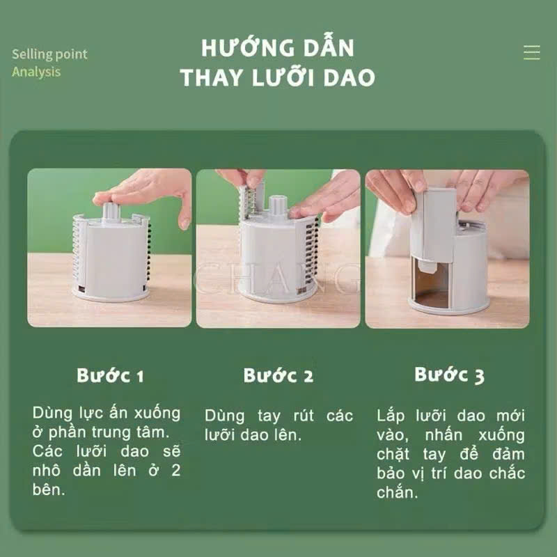 Máy Bào Sợi Thái Lát Rau Củ Xoay Tay, Kèm 6 Lưỡi Dao Cắt 4IN1, Dụng Cụ Thái Lát Rau Củ Quả Đa Năng- HÀNG CHÍNH HÃNG MINIIN