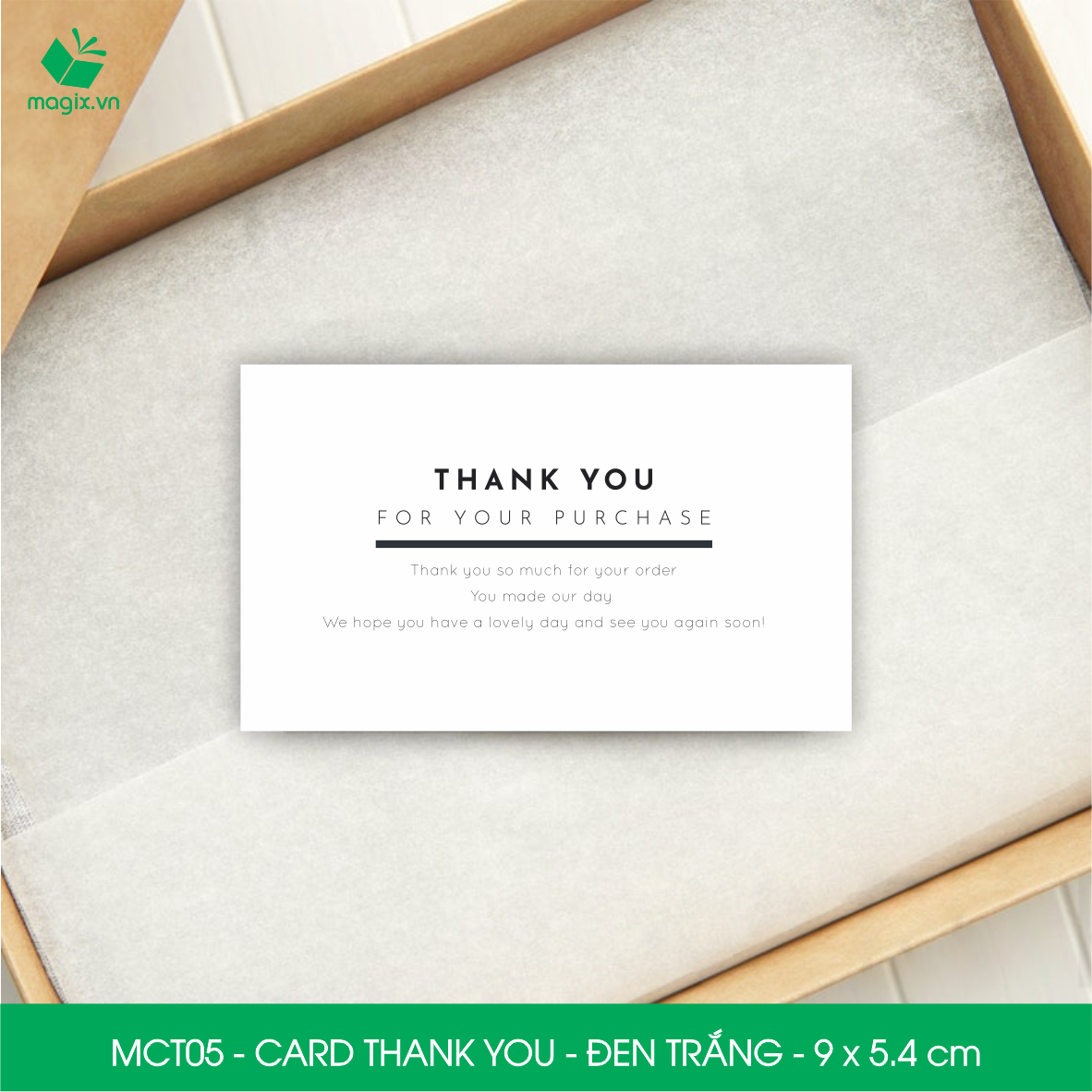 MCT05 - 9x5.4 cm - 50 Card Thank you, Thiệp cảm ơn khách hàng, card cám ơn cứng cáp sang trọng