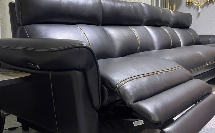 Combo ghế sofa chỉnh điện góc L và ghế đơn 100% da bò Italy Juno sofa màu đen – SFDLCT30 3m3 x 1m7 hàng cao cấp chuẩn da bò nhập khẩu Ý