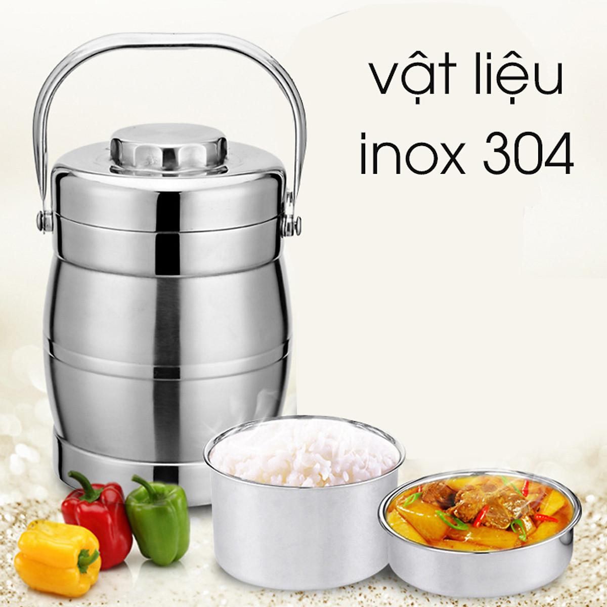 Cặp Lồng Inox 3 Tầng 1.4 - 2 Lít -Cặp Lồng Đựng Cơm Cháo Phở Giữ Nhiệt Cao Cấp - Cà Mên Inox