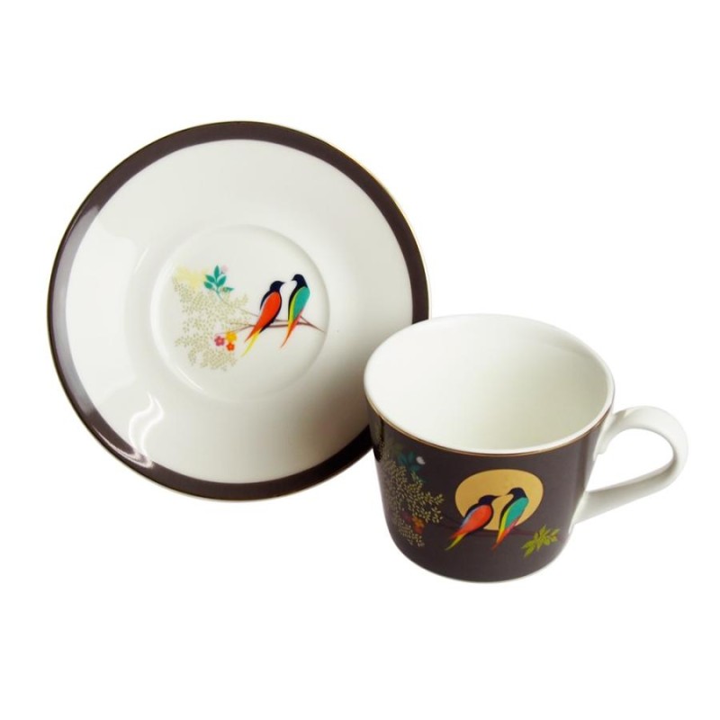 Portmeirion Sara Miller Chelsea set chén đĩa lót màu xám đậm Nhập khẩu Anh Quốc