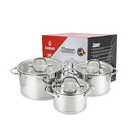 Bộ 3 nồi Inox 304 cao cấp 5 đáy Kalpen Slamer size 16,20,24cm chuẩn Đức - Hàng chính hãng