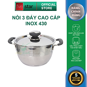 Nồi Inox đáy từ Fivestar Quai Silicon - Tặng 5 muỗng inox