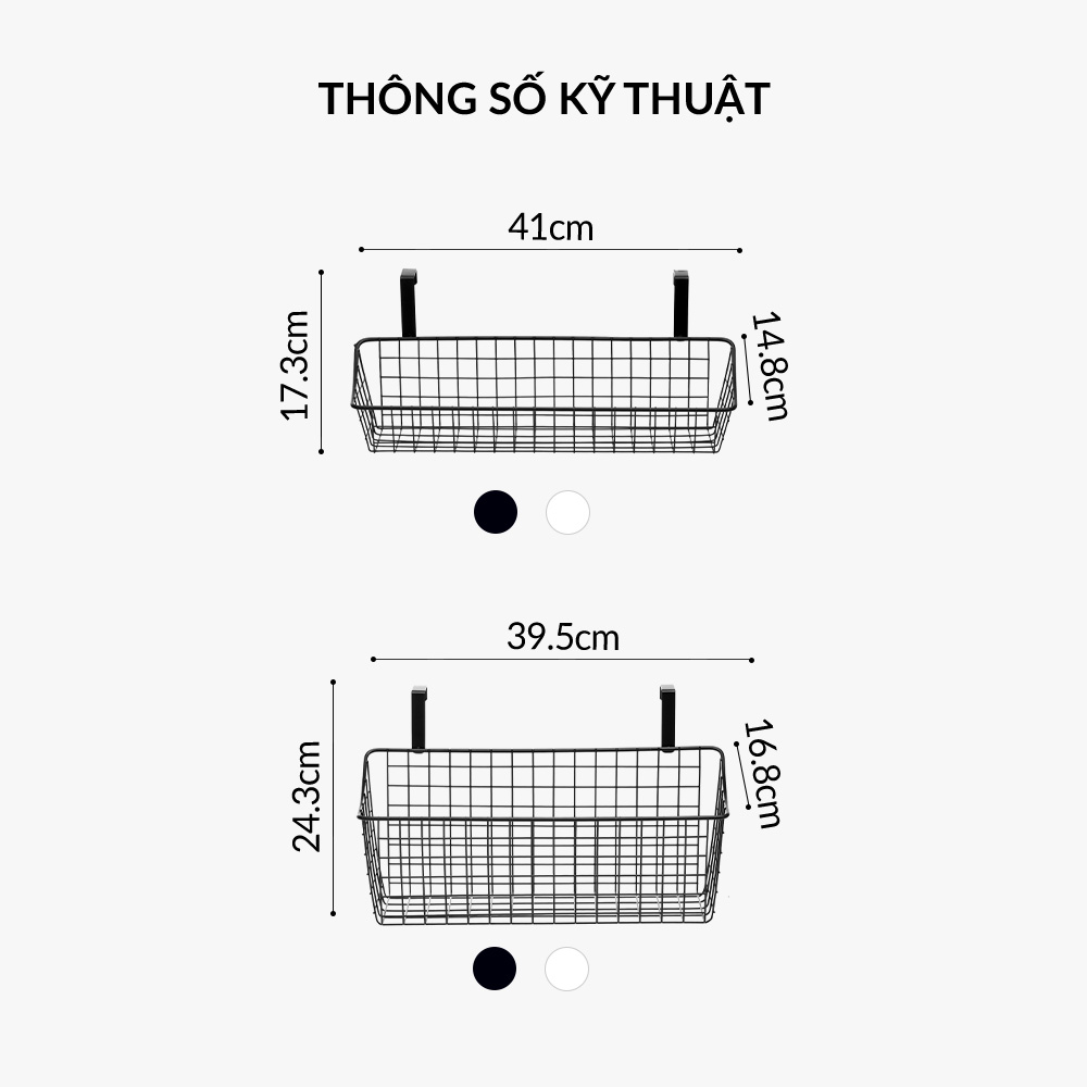 Giỏ kim loại đựng đồ đa năng, dạng treo tủ/tường (M). Hàng nhập khẩu chính hãng,