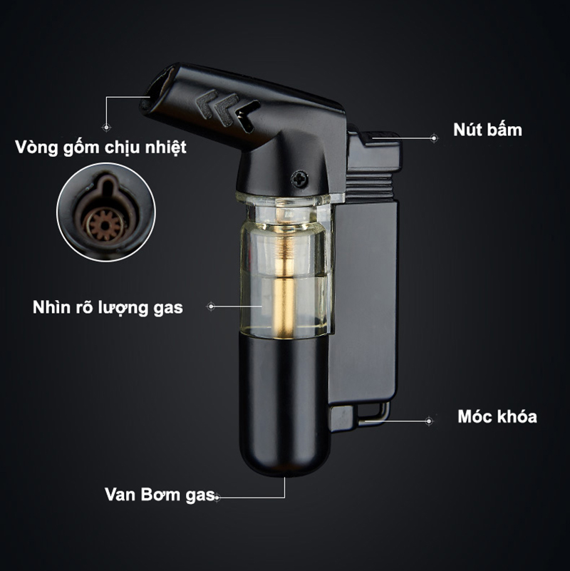 Vỏ Hộp Quẹt Bật Lửa Gas BCK862 Khò 1 Tia Mạnh Mẽ Nhìn Rõ Lượng Gas - Nhiều Màu
