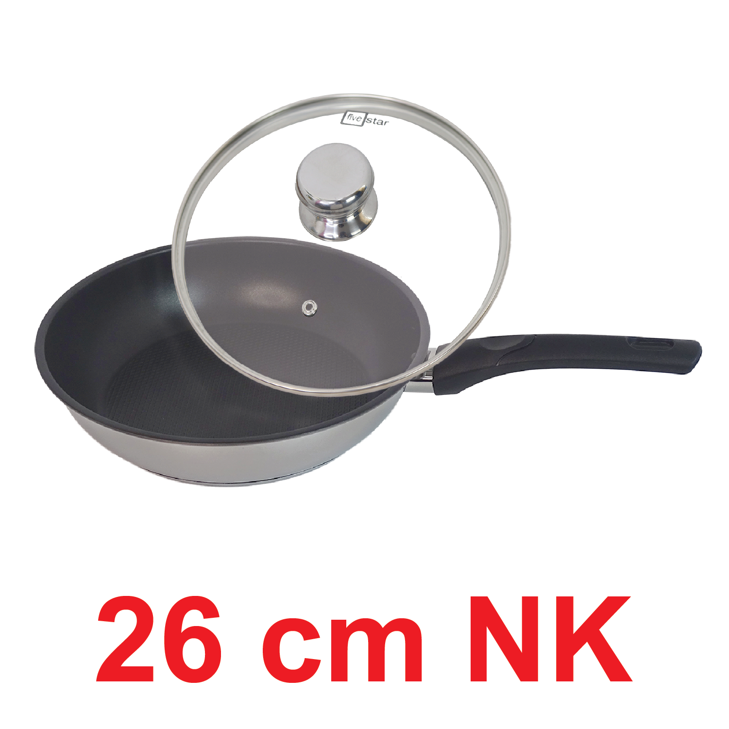 Chảo inox chống dính có nắp kính Fivestar Standard 3 đáy bếp từ tặng 5 muỗng ( 22cm / 24cm / 26cm / 28cm )