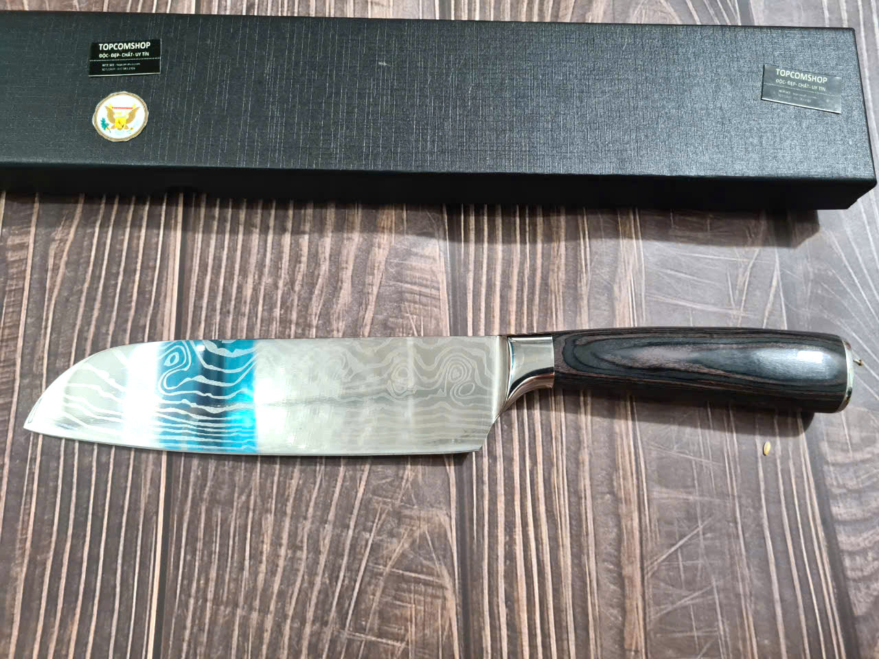 DAO - DAO BẾP NHẬT BẢN SANTOKU THÉP DAMASCUS MÃ A11 DT116 nt topcomshop vn