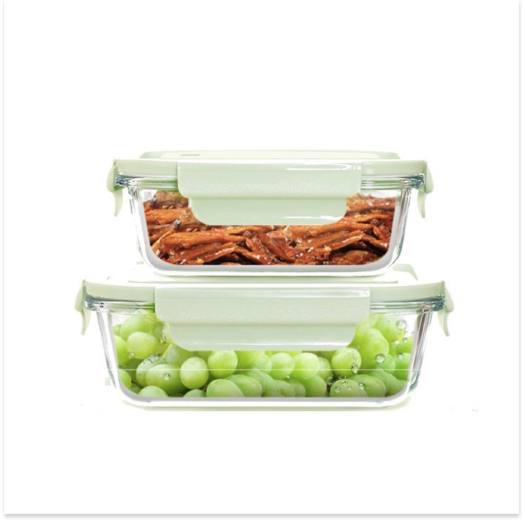 Bộ 2 Hộp Cơm Văn Phòng, Chất Liệu Thủy Tinh Chịu Nhiệt Tốt, Nắp Nhựa PP Cao Cấp An Toàn Sức Khoẻ Kèm Túi Xách Tiện Lợi- Hàng Chính Hãng MINIIN