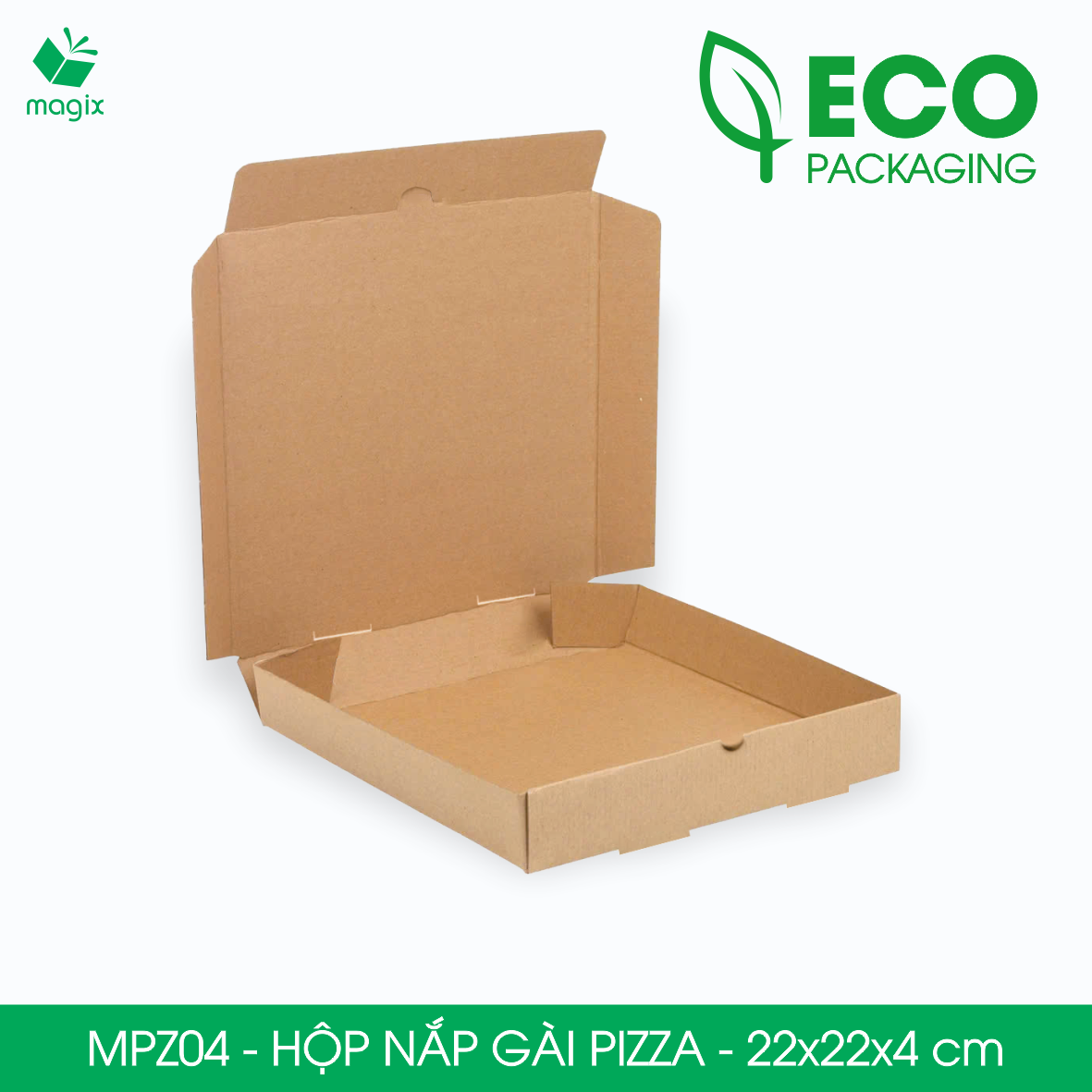 MPZ04 - 22x22x4 cm - 60 Hộp nắp gài pizza đa dụng - Hộp nắp gập, hộp carton gói hàng, hộp quà