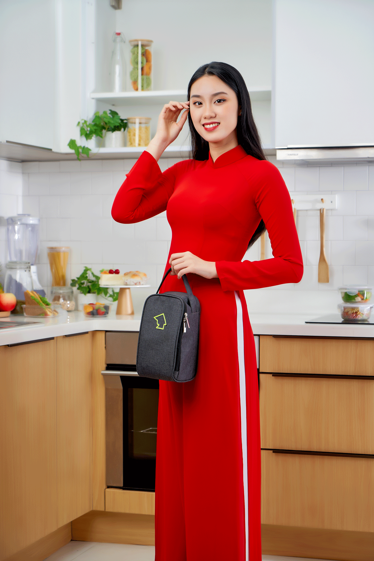 Túi đựng hộp cơm hình vuông logo COBA