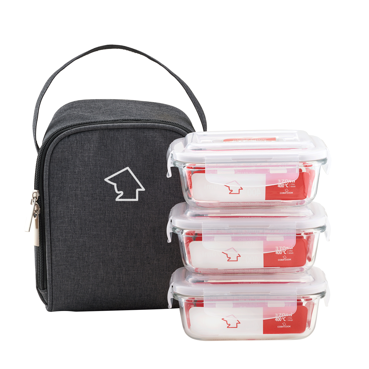 Bộ 3 hộp đựng cơm thủy tinh COBA