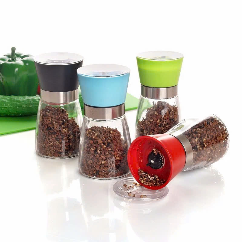 Lọ xay tiêu thủy tinh, lưỡi sứ - Màu ngẫu nhiên